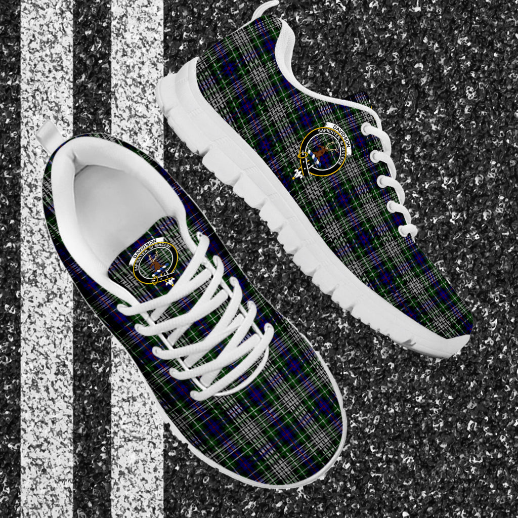 Davidson of Tulloch Dress Tartan Sneakers with Family Crest - Tartan Vibes Clothing