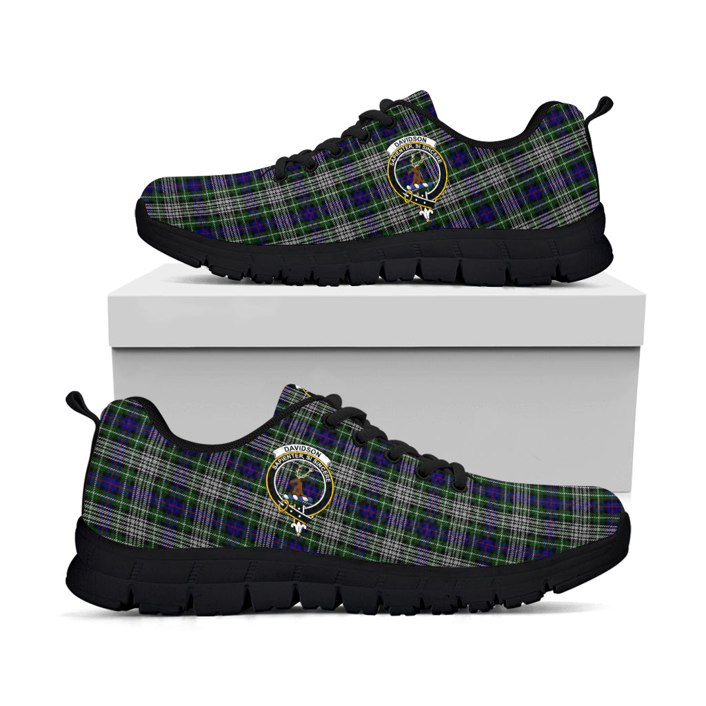 Davidson of Tulloch Dress Tartan Sneakers with Family Crest - Tartan Vibes Clothing