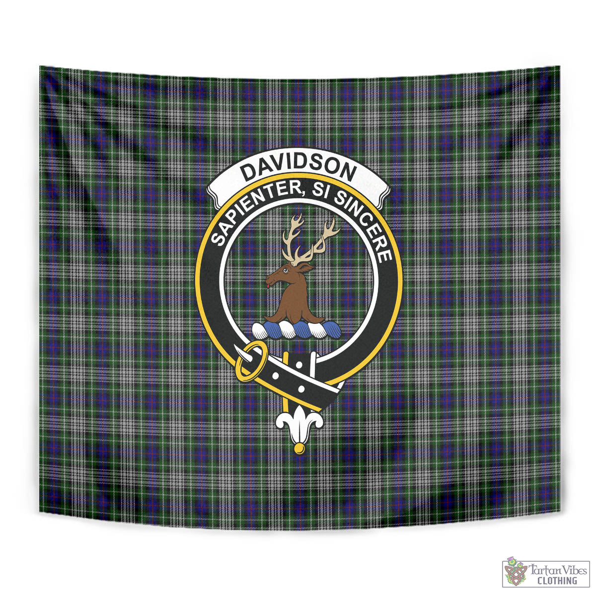 Tartan Vibes Clothing Davidson of Tulloch Dress Tartan Tapestry Wall Hanging and Home Decor for Room with Family Crest