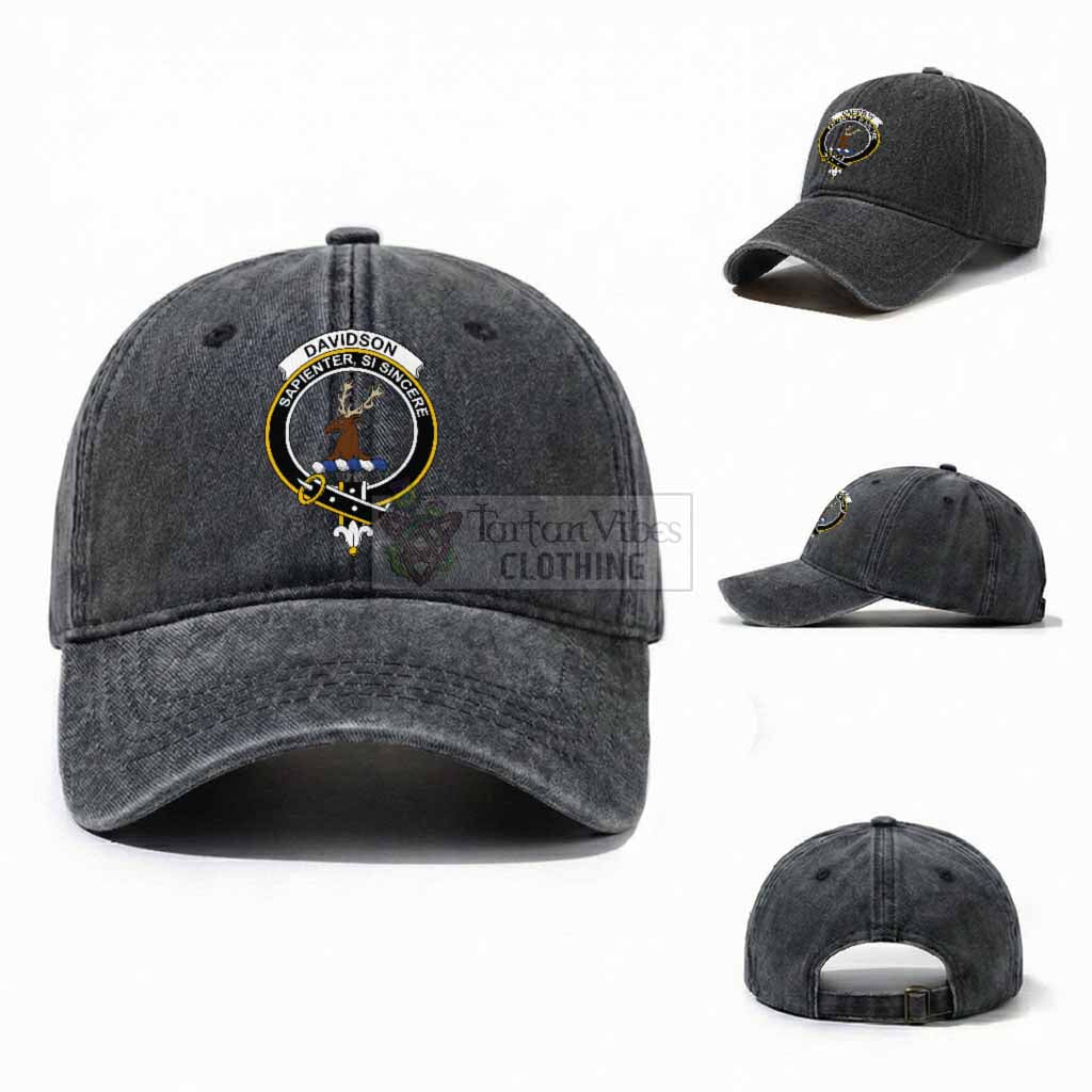 Davidson Scottish Clan Crest Washed Baseball Cap One Size (Adjustable) Dark Gray - Tartan Vibes Clothing