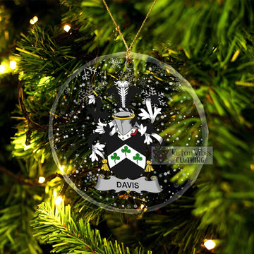 Davis Irish Clan Christmas Glass Ornament with Coat of Arms