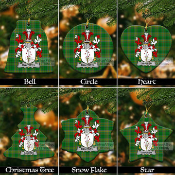 Davoren Irish Clan Tartan Christmas Ceramic Ornament with Coat of Arms