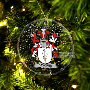 Davoren Irish Clan Christmas Glass Ornament with Coat of Arms Transparent Glass Circle - 2D-tartanvibesclothing
