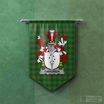 Davoren Irish Clan Tartan Gonfalon, Tartan Banner with Coat of Arms Chevron - Tartan Vibes Clothing