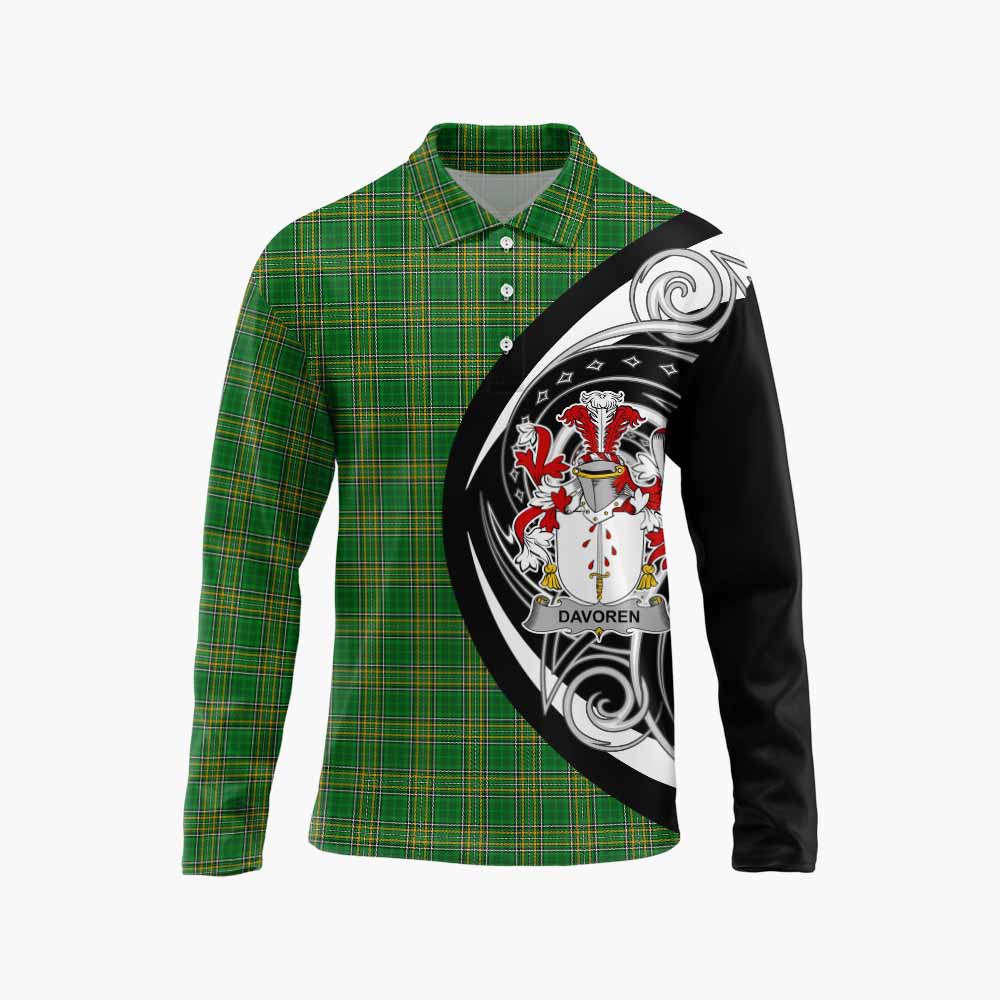 Davoren Irish Clan Long Sleeve Polo Shirt Celtic Circle Style Unisex - Tartan Vibes Clothing