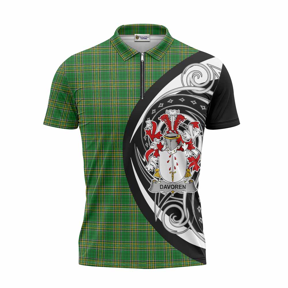 Davoren Irish Clan Zipper Polo Shirt Celtic Circle Style Unisex - Tartan Vibes Clothing