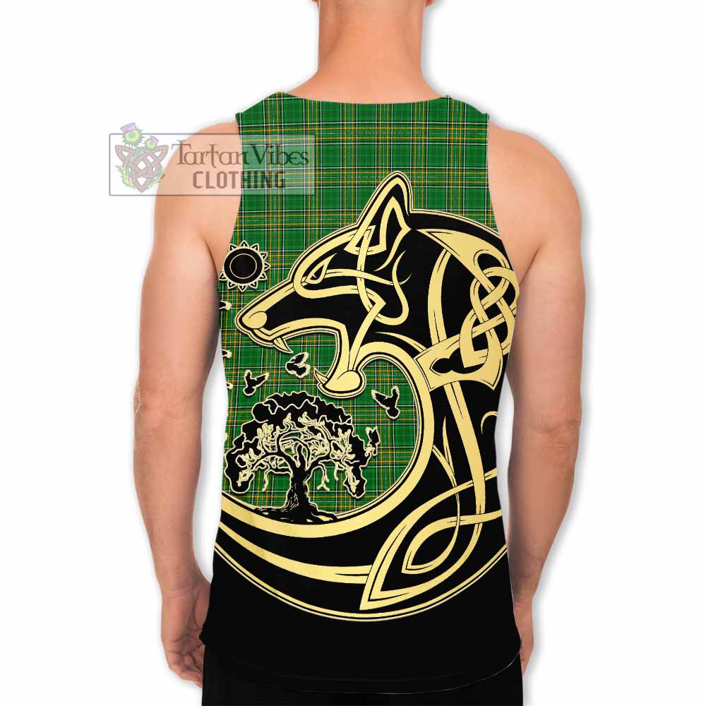 Day Irish Tartan Men's Tank Top with Coat of Arms Celtic Wolf Style - Tartan Vibes Clothing
