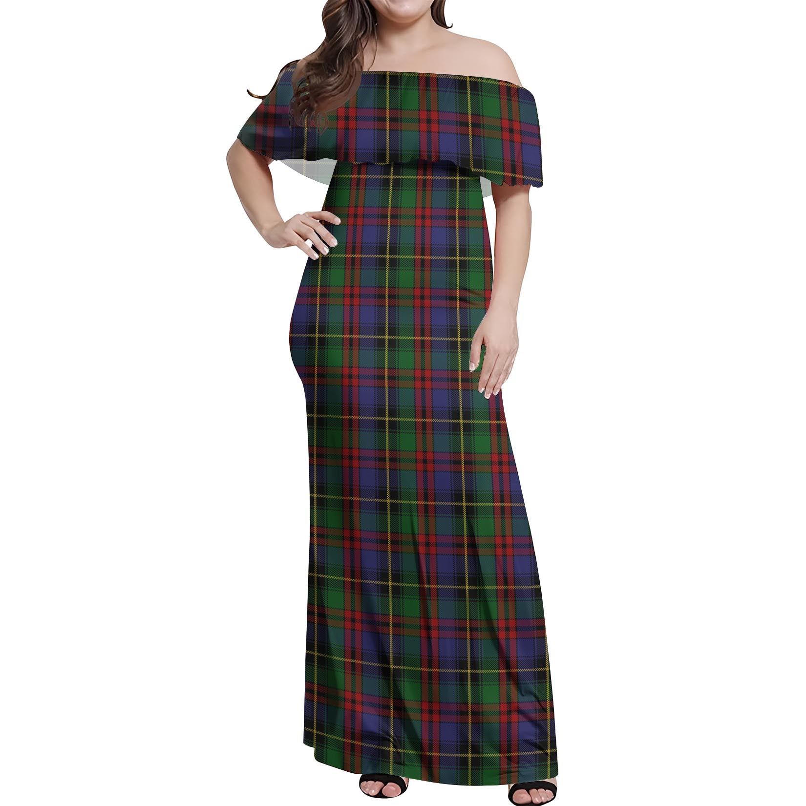 Deas Tartan Off Shoulder Long Dress Women's Dress - Tartanvibesclothing