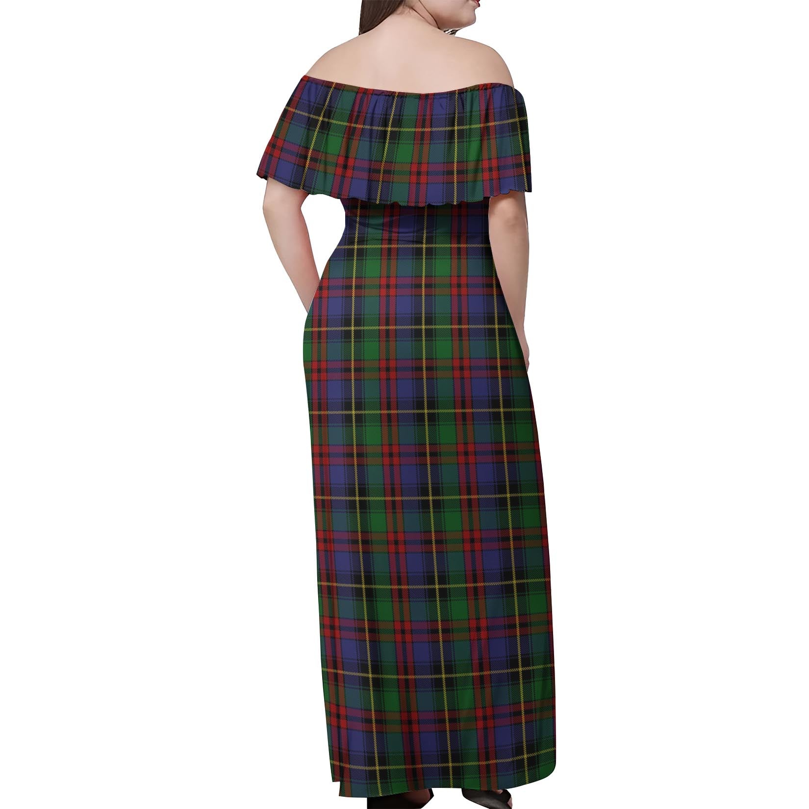 Deas Tartan Off Shoulder Long Dress - Tartanvibesclothing