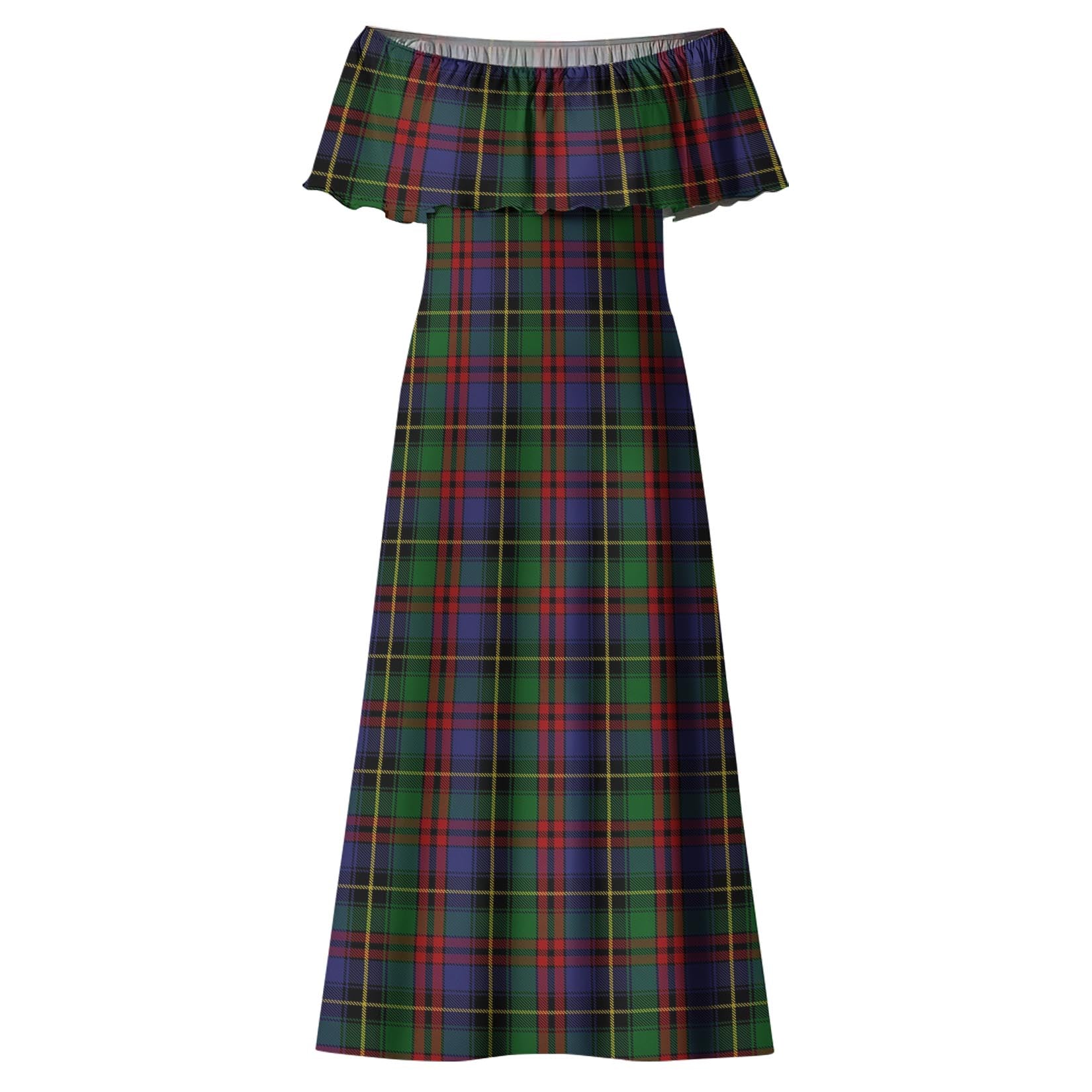 Deas Tartan Off Shoulder Long Dress - Tartanvibesclothing