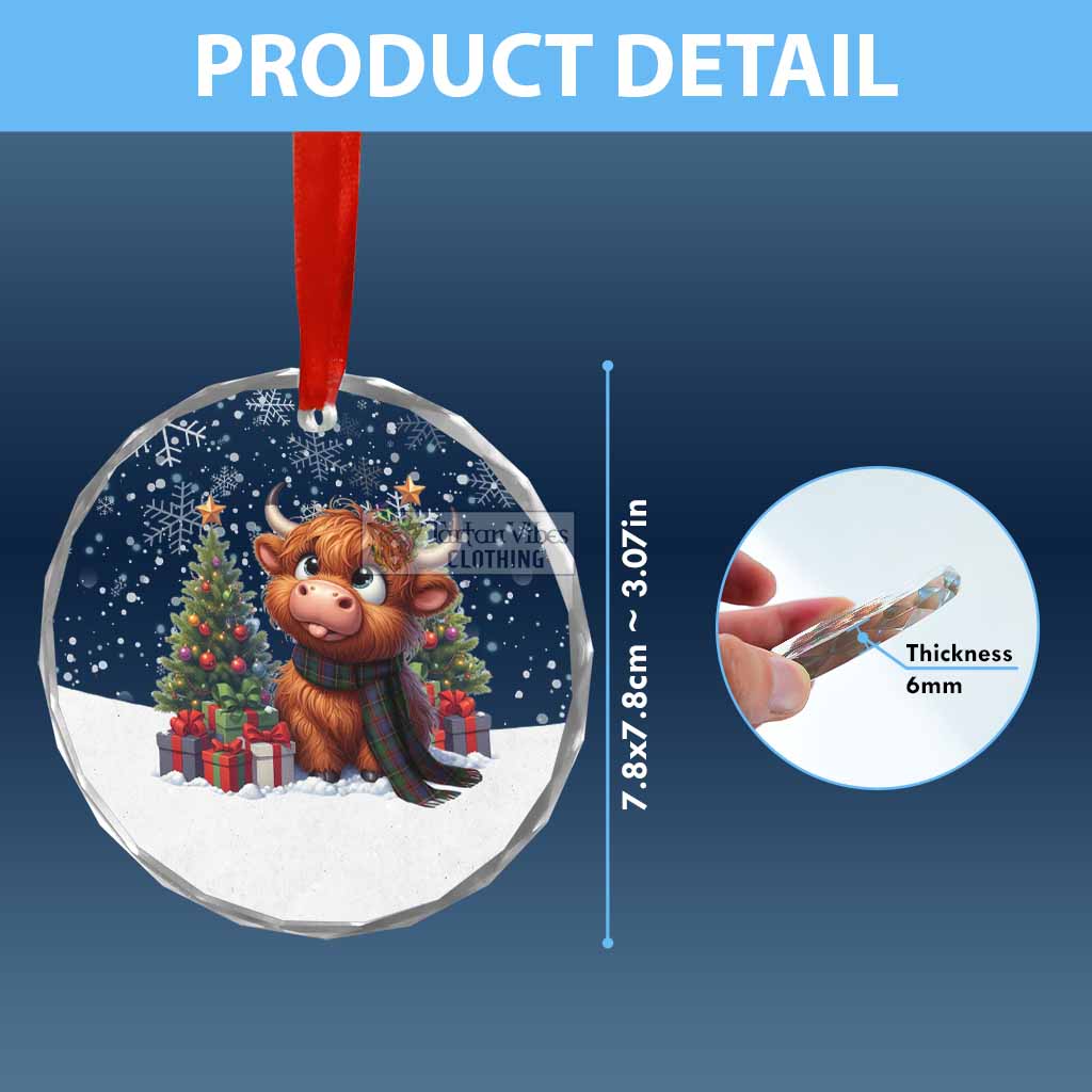 Tartan Vibes Clothing Deas Clan Christmas Glass Ornament with Adorable Highland Coo