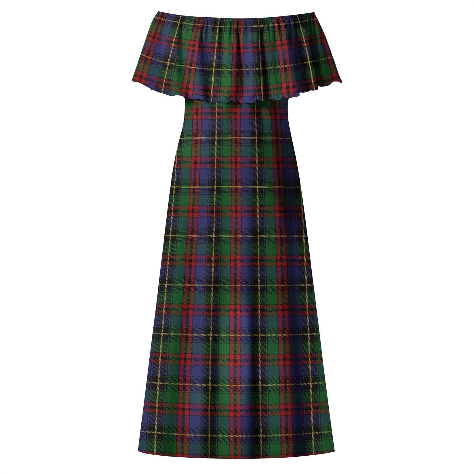 Deas Tartan Off Shoulder Long Dress - Tartanvibesclothing