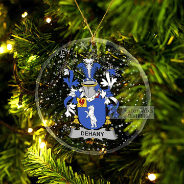 Dehany Irish Clan Christmas Glass Ornament with Coat of Arms