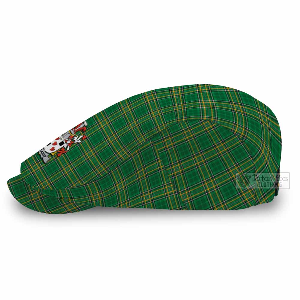Delahay Irish Clan Tartan Jeff Cap, Tartan Flat Cap with Coat of Arm - Tartan Vibes Clothing