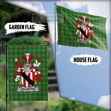 Delahyde Irish Clan Tartan Flag with Coat of Arms