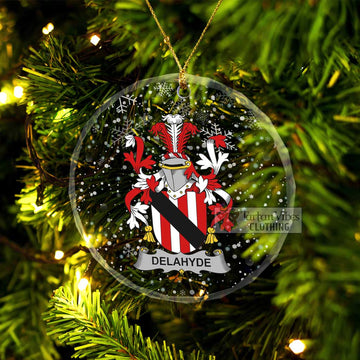 Delahyde Irish Clan Christmas Glass Ornament with Coat of Arms