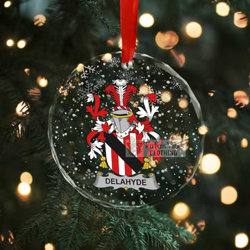 Delahyde Irish Clan Christmas Glass Ornament with Coat of Arms