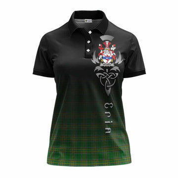 Delaney Irish Clan Women's Polo Shirt with Coat of Arms Erin Go Bragh Celtic Inspired Women - Tartan Vibes Clothing