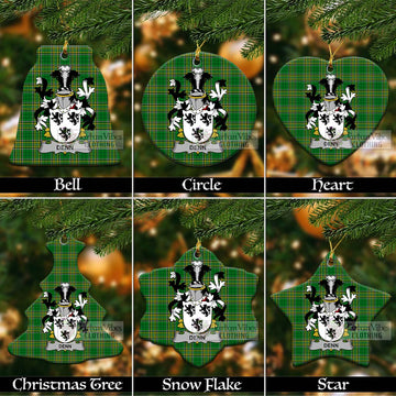 Denn Irish Clan Tartan Christmas Ceramic Ornament with Coat of Arms