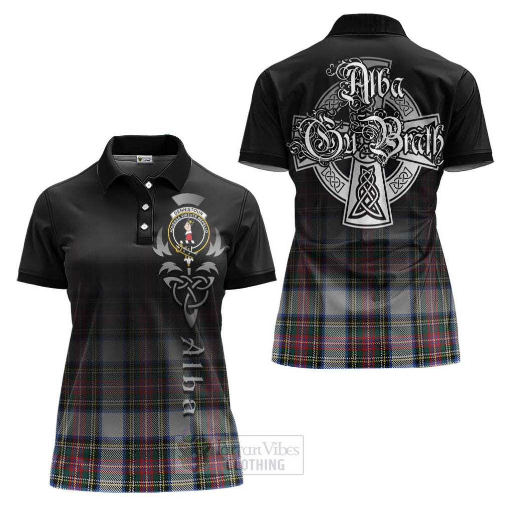 Tartan Vibes Clothing Dennistoun Tartan Women's Polo Shirt Featuring Alba Gu Brath Family Crest Celtic Inspired