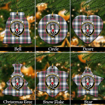 Dennistoun Tartan Christmas Ornaments with Family Crest