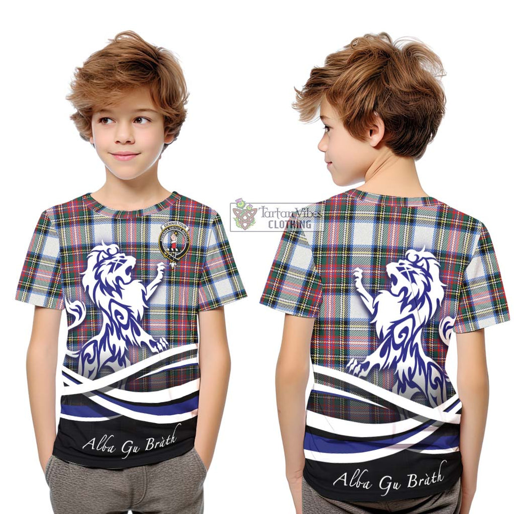 Dennistoun Tartan Kid T-Shirt with Alba Gu Brath Regal Lion Emblem Youth XL Size14 - Tartanvibesclothing Shop