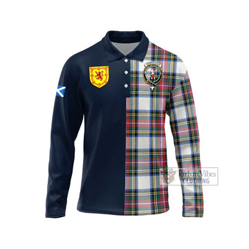 Dennistoun Tartan Long Sleeve Polo Shirt Alba with Scottish Lion Royal Arm Half Style