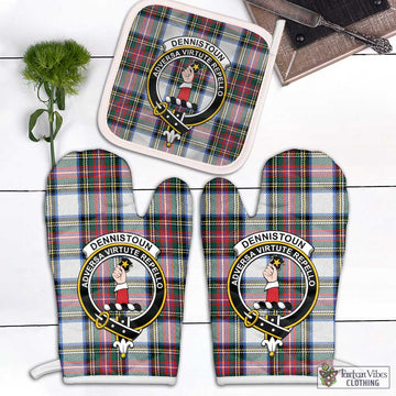 Dennistoun Tartan Combo Oven Mitt & Pot-Holder with Family Crest