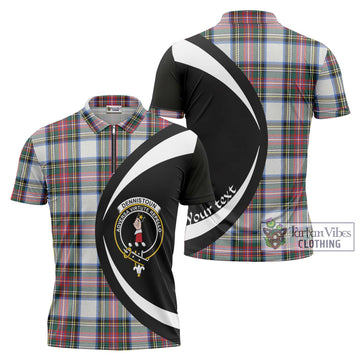 Dennistoun Tartan Zipper Polo Shirt with Family Crest Circle Style