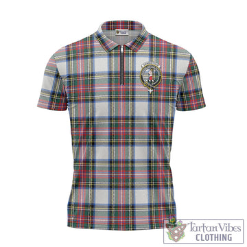 Dennistoun Tartan Zipper Polo Shirt with Family Crest