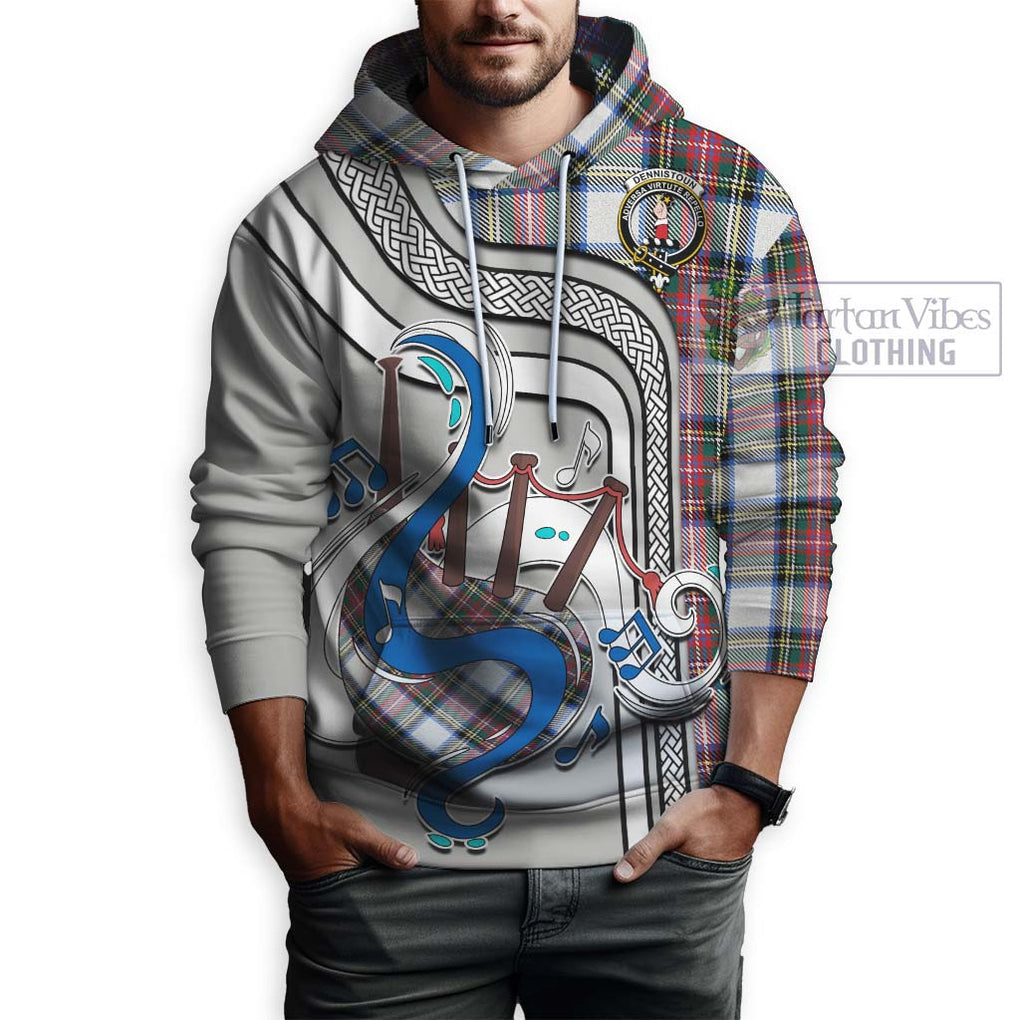 Dennistoun Tartan Hoodie with Epic Bagpipe Style Zip Hoodie - Tartanvibesclothing Shop