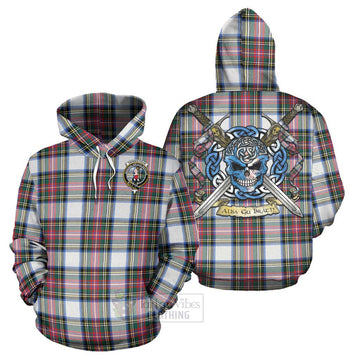 Dennistoun Tartan Hoodie with Family Crest Celtic Skull Style