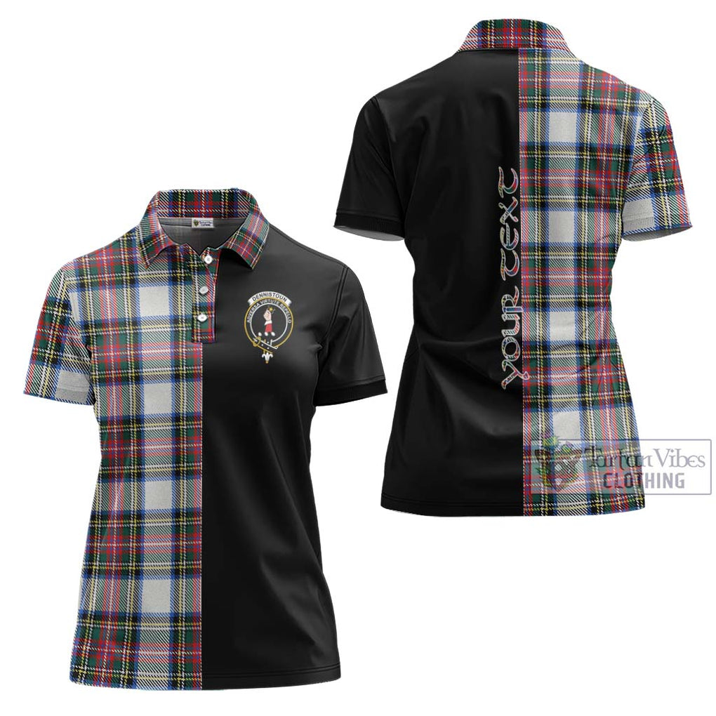 Dennistoun Tartan Women's Polo Shirt with Family Crest and Half Of Me Style Women - Tartanvibesclothing Shop