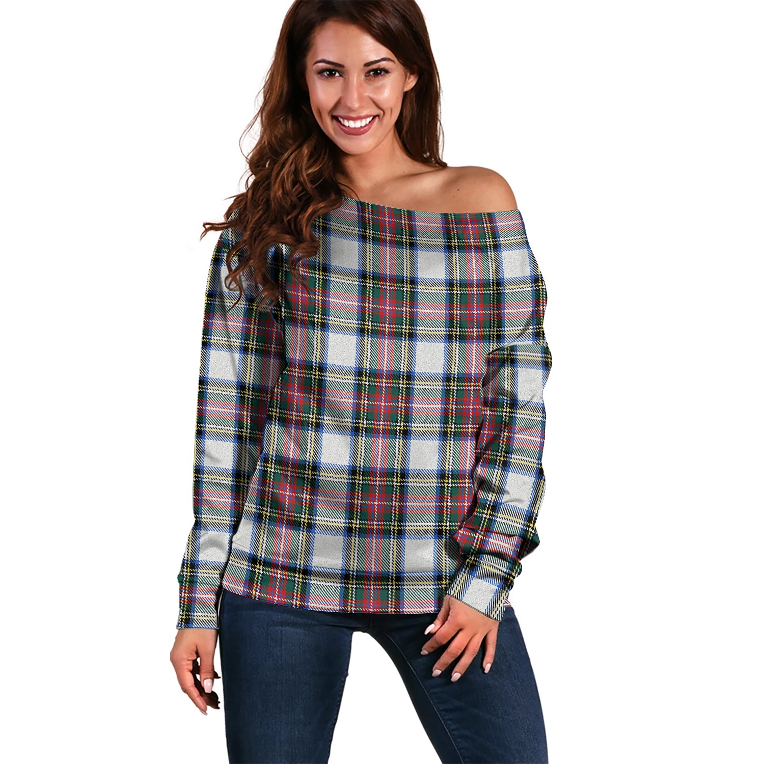 Dennistoun Tartan Off Shoulder Women Sweater Women - Tartanvibesclothing