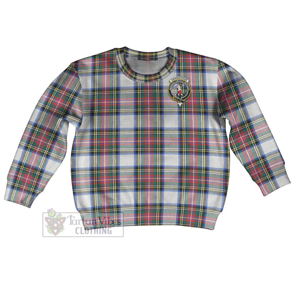 Tartan Vibes Clothing Dennistoun Tartan Kid Ugly Sweater with Family Crest