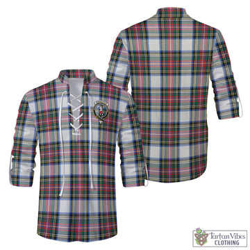 Dennistoun Tartan Men's Scottish Traditional Jacobite Ghillie Kilt Shirt with Family Crest