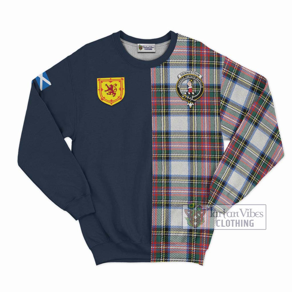 Tartan Vibes Clothing Dennistoun Tartan Sweatshirt with Scottish Lion Royal Arm Half Style