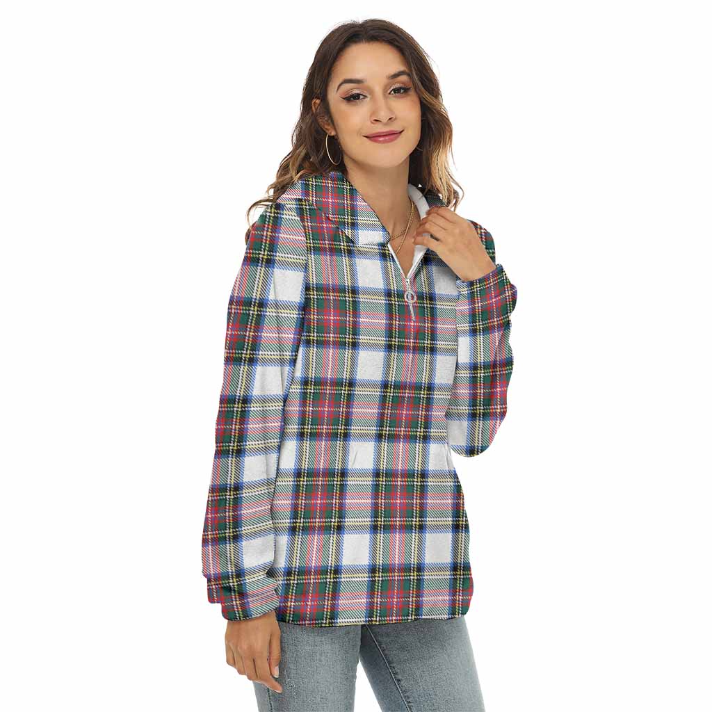 Tartan Vibes Clothing Dennistoun Tartan Women's Borg  Half Zip Fleece Hoodie