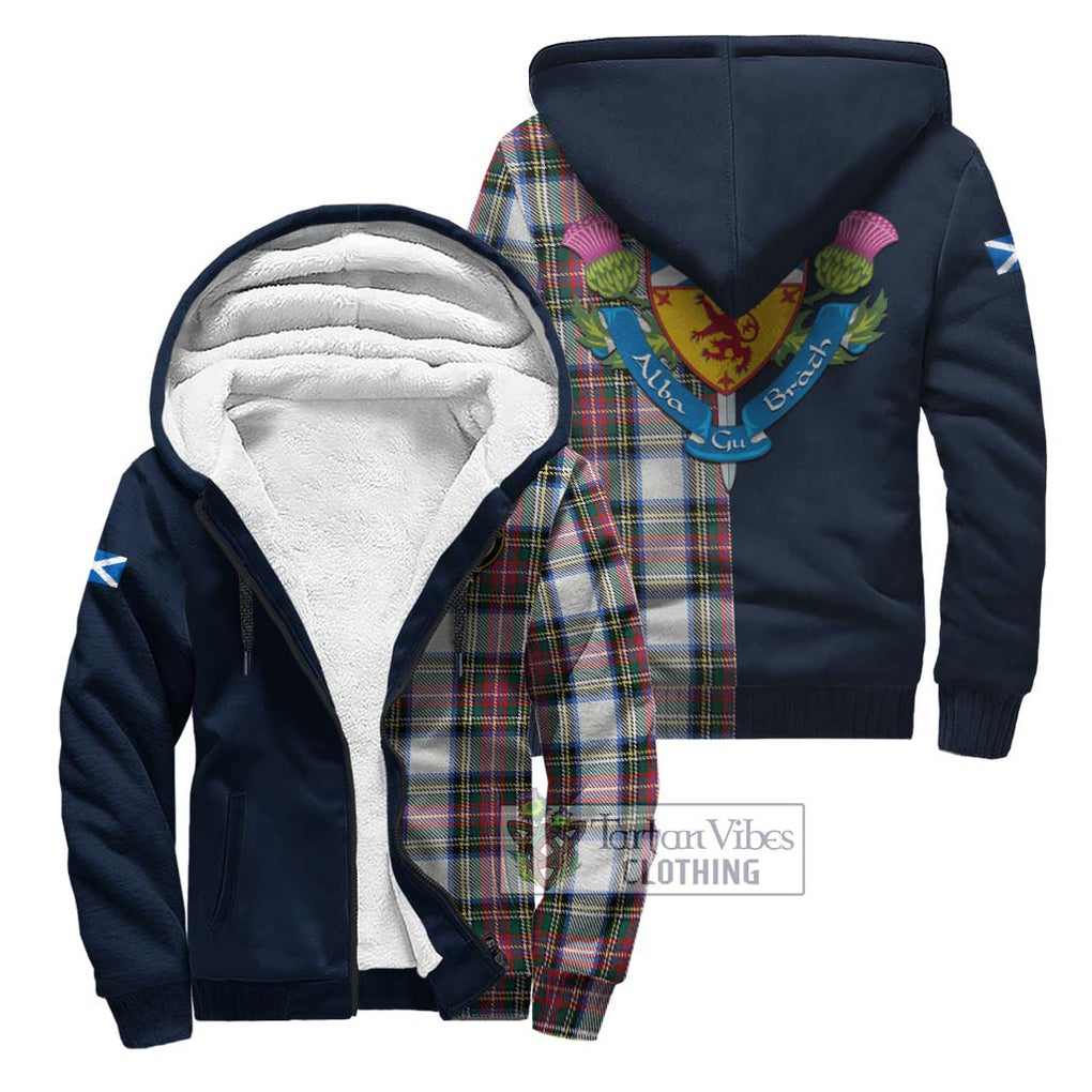 Tartan Vibes Clothing Dennistoun Tartan Sherpa Hoodie with Scottish Lion Royal Arm Half Style