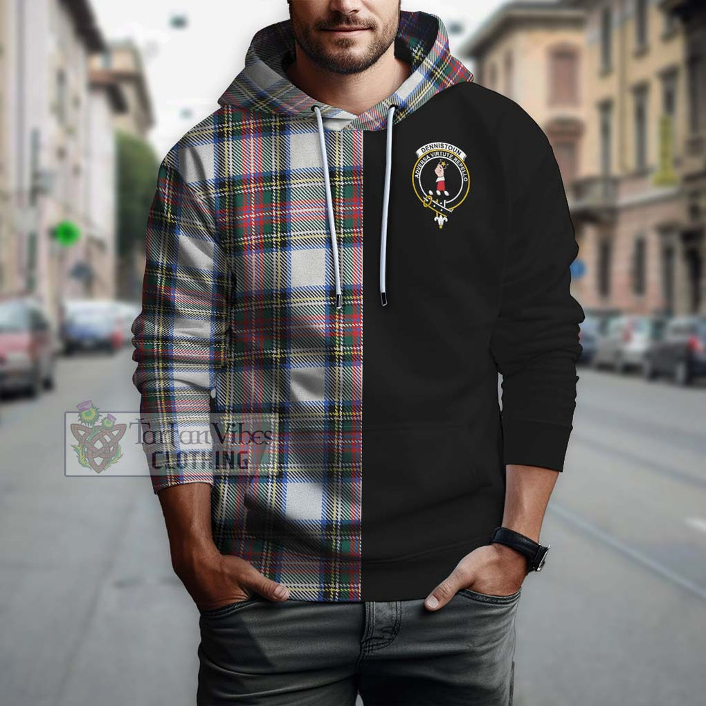 Dennistoun Tartan Hoodie with Family Crest and Half Of Me Style Zip Hoodie - Tartanvibesclothing Shop