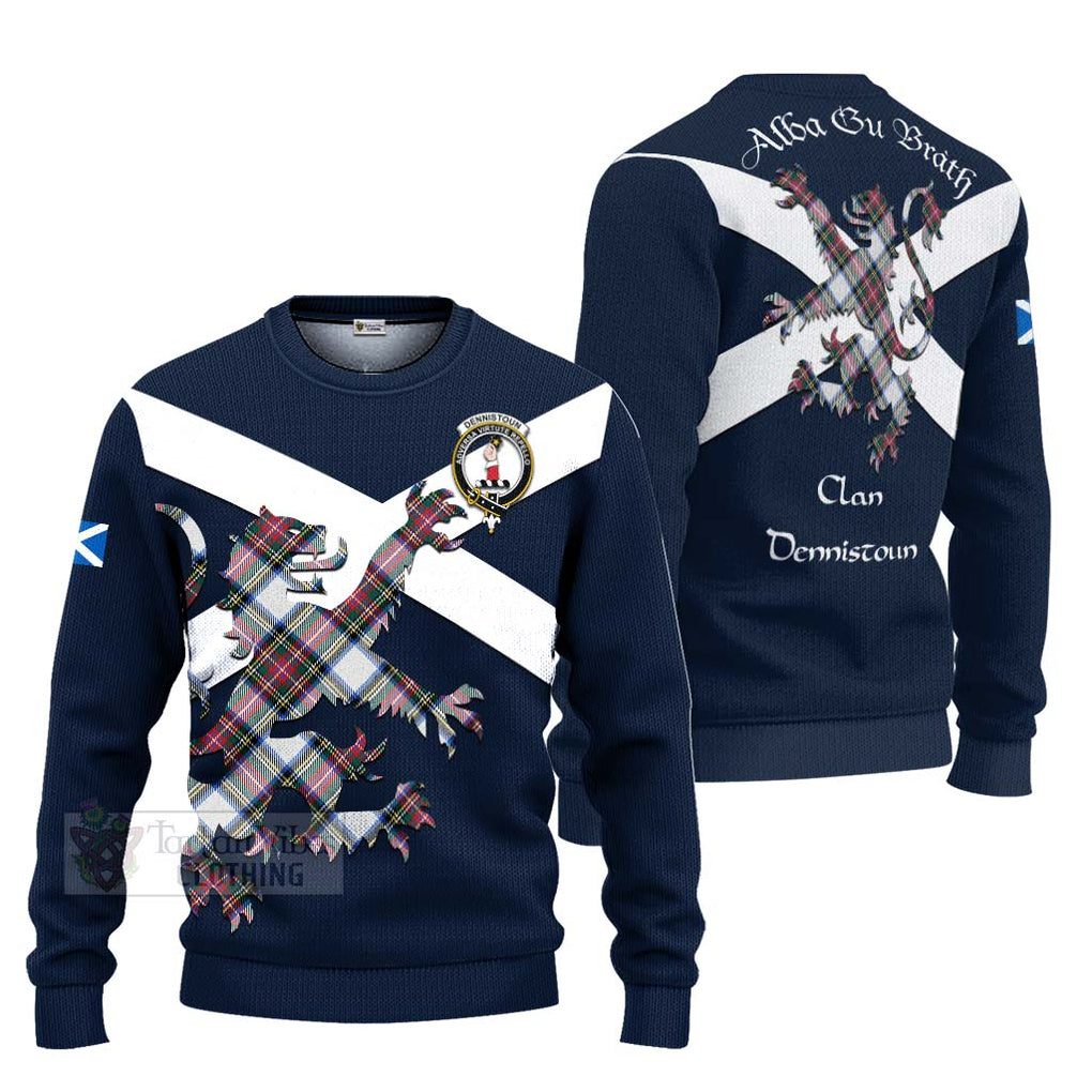 Tartan Vibes Clothing Dennistoun Tartan Lion Rampant Knitted Sweater – Proudly Display Your Heritage with Alba Gu Brath and Clan Name