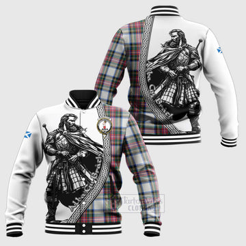 Dennistoun Tartan Clan Crest Baseball Jacket with Highlander Warrior Celtic Style