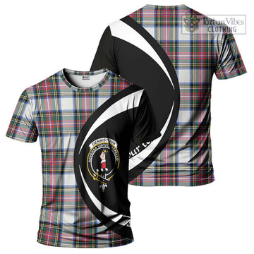 Dennistoun Tartan T-Shirt with Family Crest Circle Style