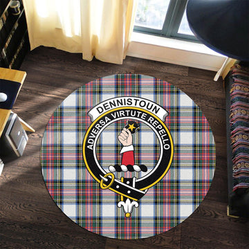 Dennistoun Tartan Round Rug with Family Crest