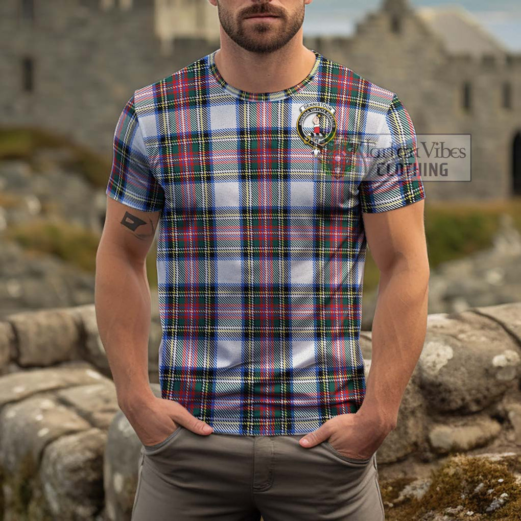 Dennistoun Tartan Cotton T-Shirt with Family Crest Men's Shirt - Tartanvibesclothing Shop