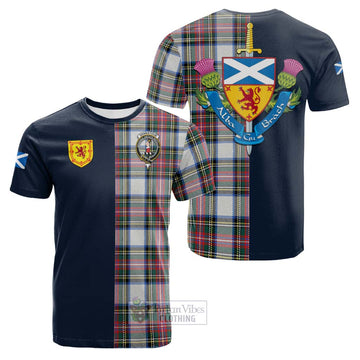 Dennistoun Tartan Cotton T-shirt with Scottish Lion Royal Arm Half Style