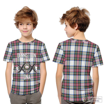 Dennistoun Tartan Kid T-Shirt with Family Crest DNA In Me Style