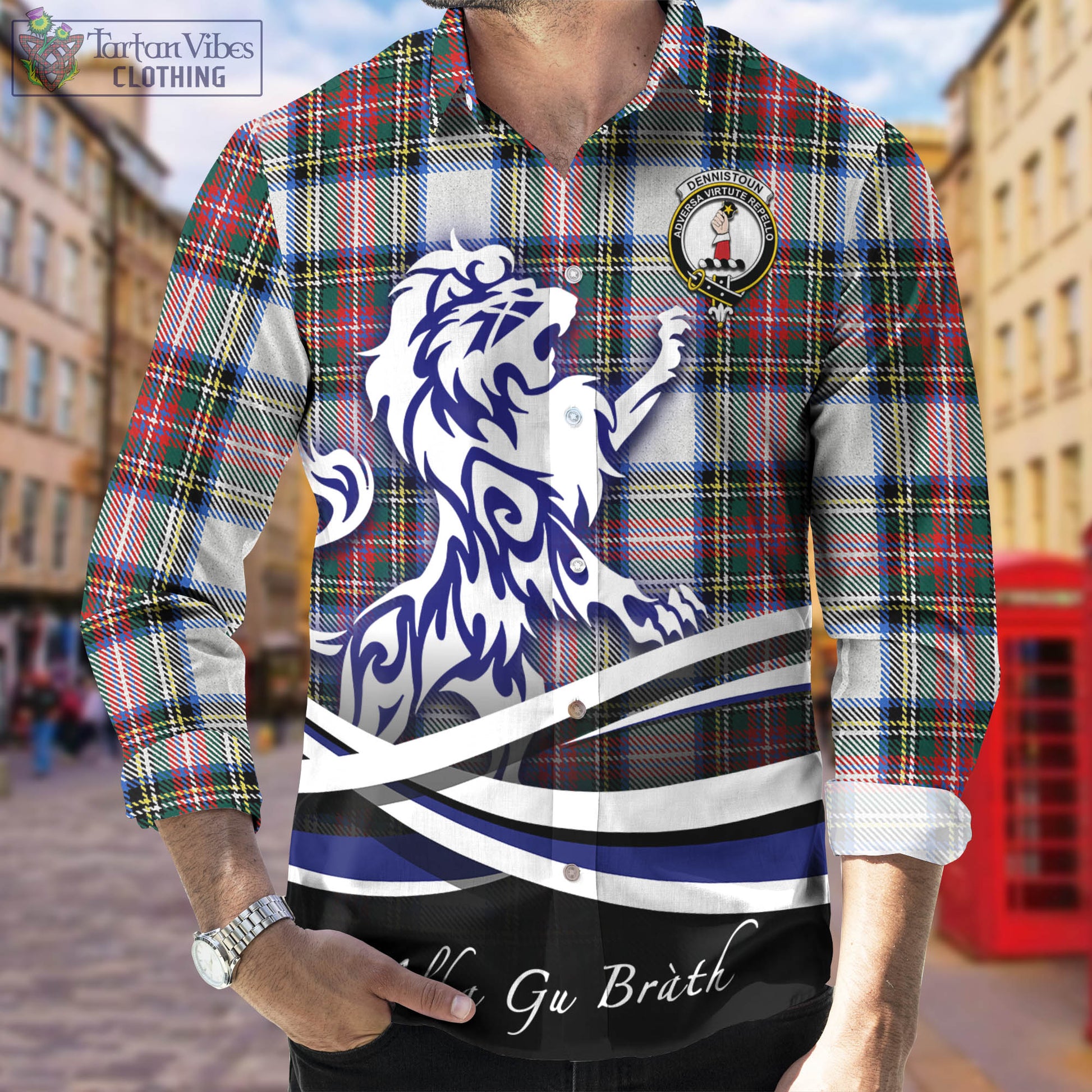 dennistoun-tartan-long-sleeve-button-up-shirt-with-alba-gu-brath-regal-lion-emblem