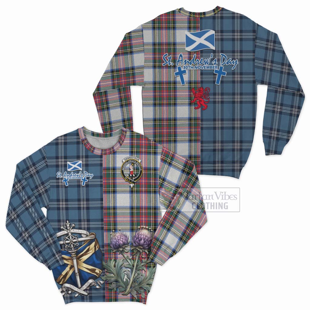 Tartan Vibes Clothing Dennistoun Tartan Sweatshirt Happy St. Andrew's Day Half Tartan Style