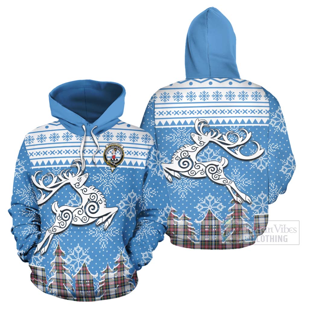 Tartan Vibes Clothing Dennistoun Clan Christmas Hoodie Celtic Reindeer Style